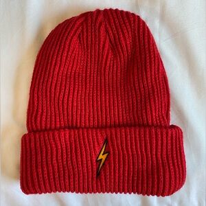 Aviator Nation Bolt Red Fleece Beanie